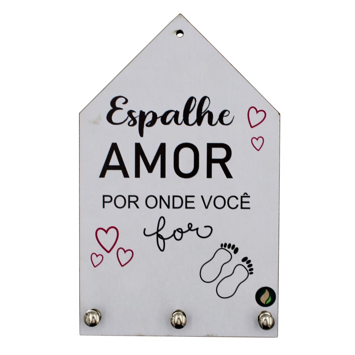 Porta Chaves Espalhe Amor 12x20cm Mdf