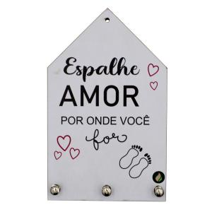 Porta Chaves Espalhe Amor 12x20cm Mdf