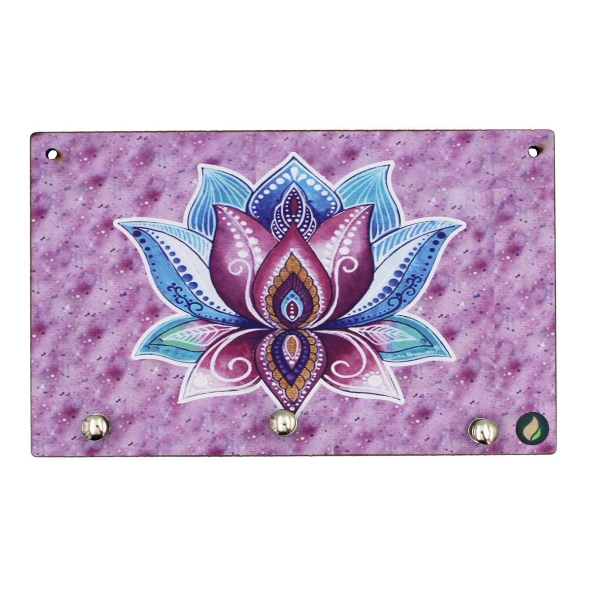 Porta Chaves Flor de Lotus 12x20cm Mdf