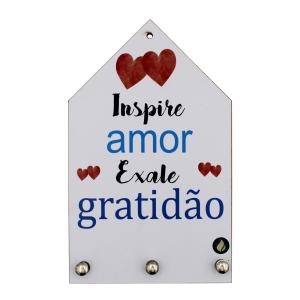 Porta Chaves Inspire Amor 12x20cm Mdf