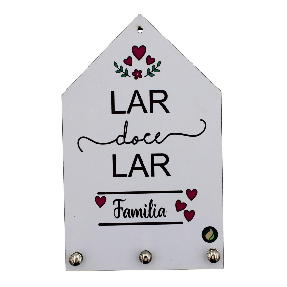 Porta Chaves Lar Doce Lar 12x20cm Mdf