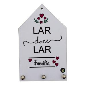 Porta Chaves Lar Doce Lar 12x20cm Mdf