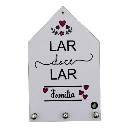 Porta Chaves Lar Doce Lar 12x20cm Mdf