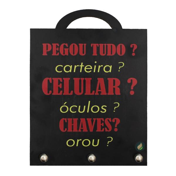 Porta Chaves Pegou Tudo 20x15cm Mdf 