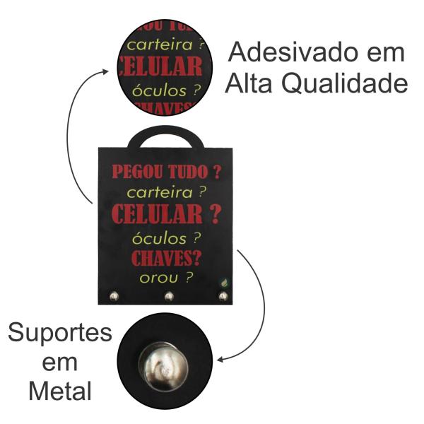 Porta Chaves Pegou Tudo 20x15cm Mdf 