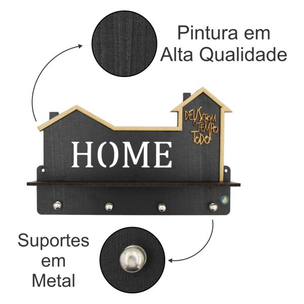 Porta chaves Pintado HOME c/ Suporte 27.5X6.5X18CM