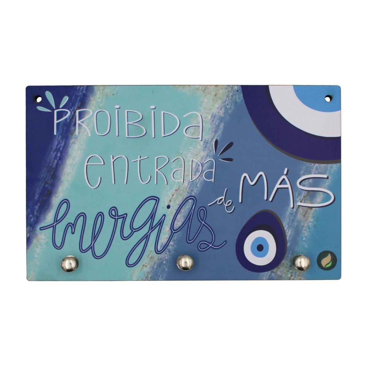 Porta Chaves Proibida Entrada 12x20cm Mdf