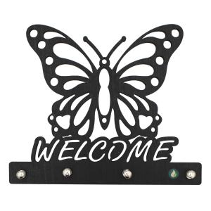Porta Chaves Recortes Preto borboleta welcome