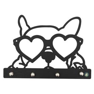 Porta Chaves Recortes Preto Cachorro Óculos 