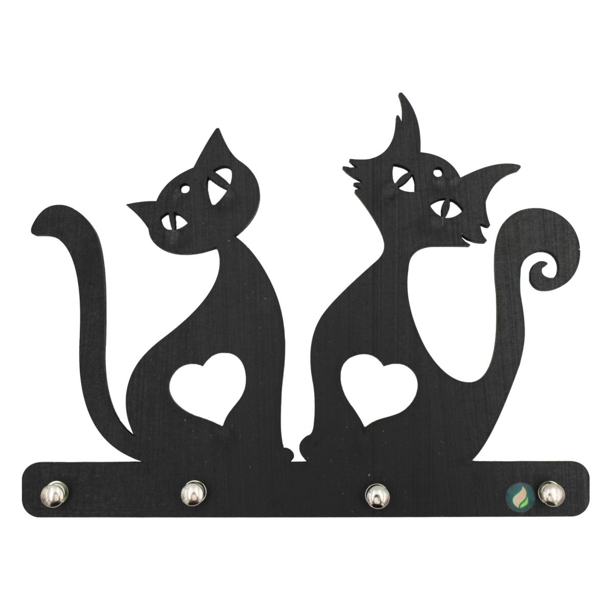 Porta Chaves Recortes pretos Gato amor