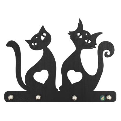 Porta Chaves Recortes pretos Gato amor 
