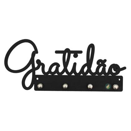 Porta Chaves Recortes Pretos Gratidão 