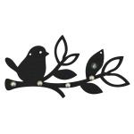 Porta Chaves Recortes Pretos Passarinhos e Folhas 