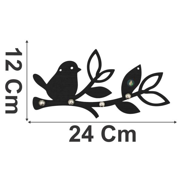 Porta Chaves Recortes Pretos Passarinhos e Folhas 