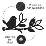 Porta Chaves Recortes Pretos Passarinhos e Folhas 