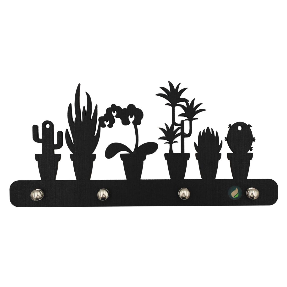 Porta Chaves Recortes Pretos Vasos e Plantas 