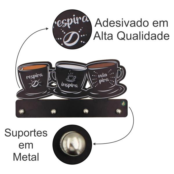 Porta Chaves Xícaras Respira 12x24cm