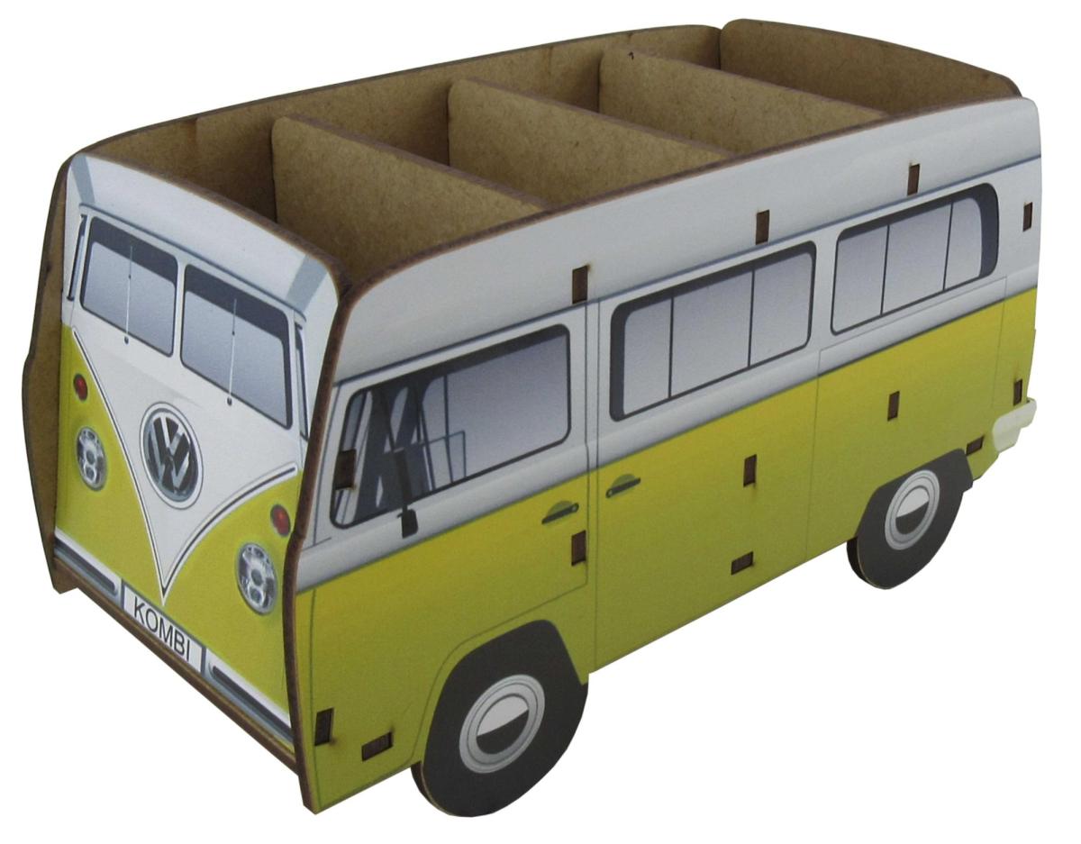 Porta Controle Kombi Amarela 4 Partes Mdf