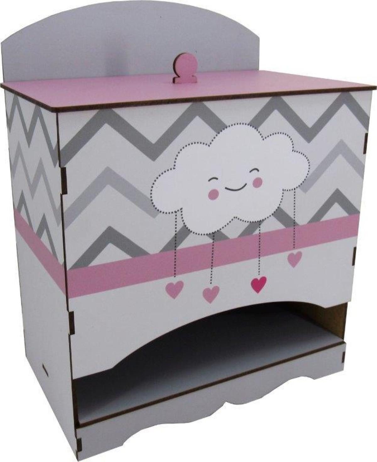 Porta Fralda Decoração Nuvem Rosa Mdf