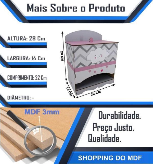 Porta Fralda Decoração Nuvem Rosa Mdf