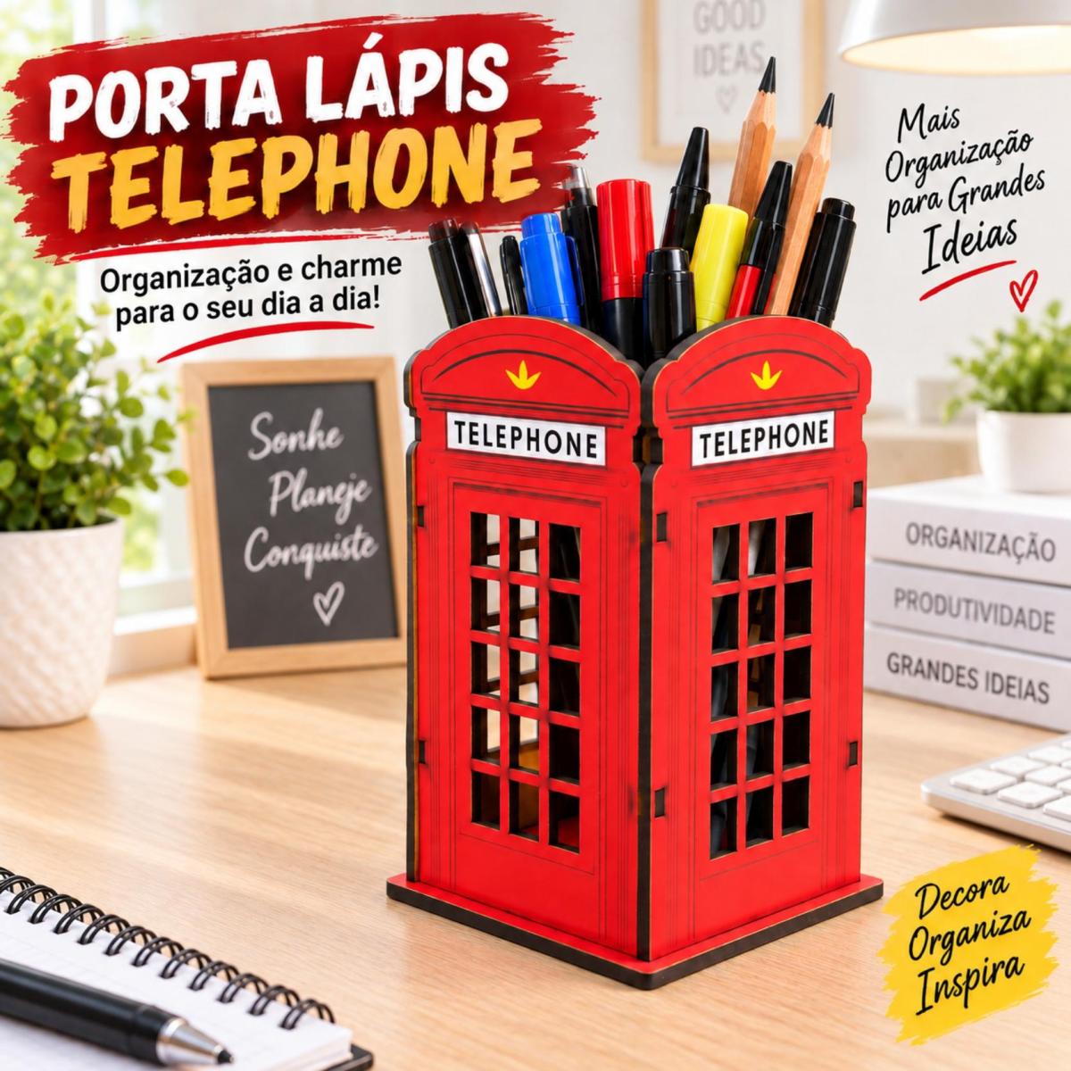 Porta Lápis Cabine Telefonica  Mdf 