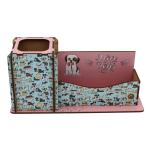 Porta Lápis/ Cartão Decoração Cachorrinho 24X8X11,5CM Mdf 