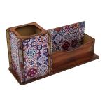 Porta Lápis/ Cartão Decoração - Colorido  24X8X11,5cm Mdf