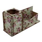 Porta Lápis/ Cartão Decoração -  Floral  24X8X11,5cm Mdf