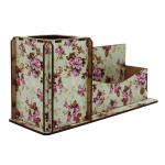 Porta Lápis/ Cartão Decoração -  Floral  24X8X11,5cm Mdf