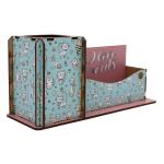 Porta Lápis/ Cartão Decoração Gatinho 24X8X11,5cm Mdf 