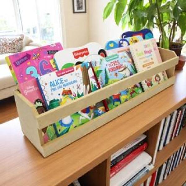 Porta Livro Prateleira Parede MDF Cru
