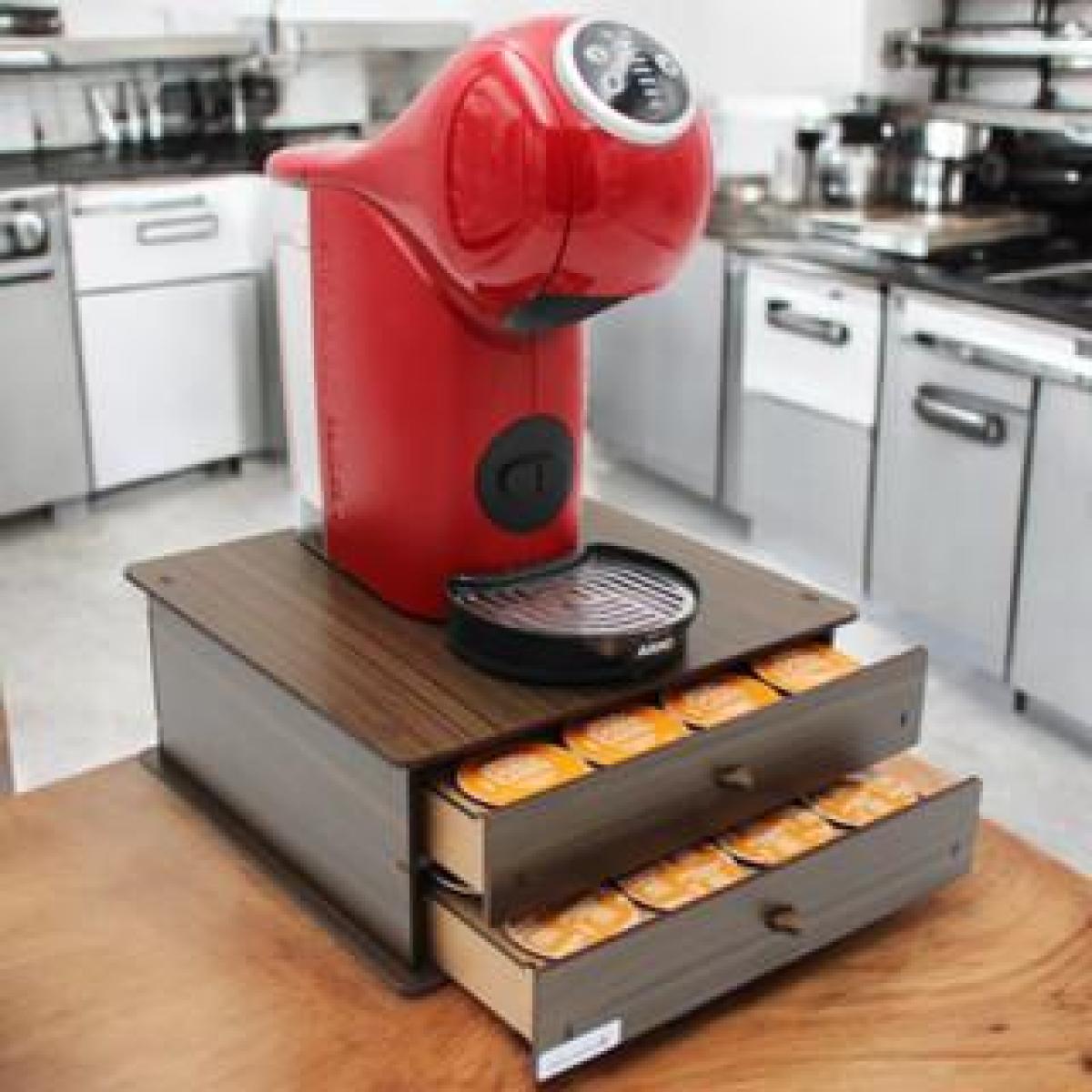 Porta máquina e capsulas de café 2 gavetas organizadoras Dolce Gusto - MDF