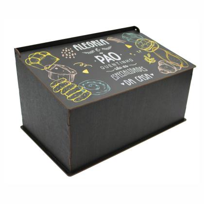 PORTA PÃO PINTADO ALEGRIA PRETO - 33X21X19CM