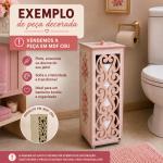 Porta Rolos de Papel Higiênico MDF Cru Arabesco - Decorativo, Resistente e Ideal para Personalizar