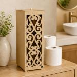 Porta Rolos de Papel Higiênico MDF Cru Arabesco - Decorativo, Resistente e Ideal para Personalizar