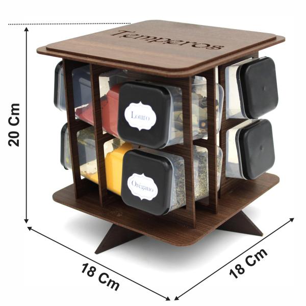 Porta Tempero Pintado Giratório  8 Potes - MDF Porta Tempero Pintado Giratório  8 Potes - MDF