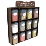 Porta tempero prateleira organizadora em MDF decorado - 12 Potes - Condimentos Mantimentos Original