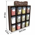 Porta tempero prateleira organizadora em MDF decorado - 12 Potes - Condimentos Mantimentos Original