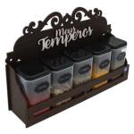 Porta Tempero Pintado 5 Potes Mesa / Parede MDF  