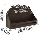 Porta Tempero Pintado 5 Potes Mesa / Parede MDF  