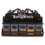 Porta Tempero Pintado 5 Potes Mesa / Parede MDF  