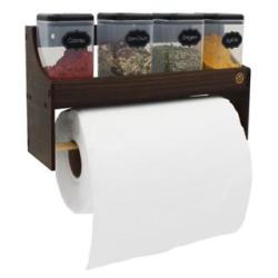 Porta tempero prateleira - rolo / 4 potes mdf