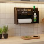 Porta Temperos Prateleira, 4 Potes e azeite - meus temperos, Condimentos, Mantimentos Cozinha - MDF