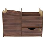 Porta Treco Organizador Amadeirado Com Gaveta   Mdf 