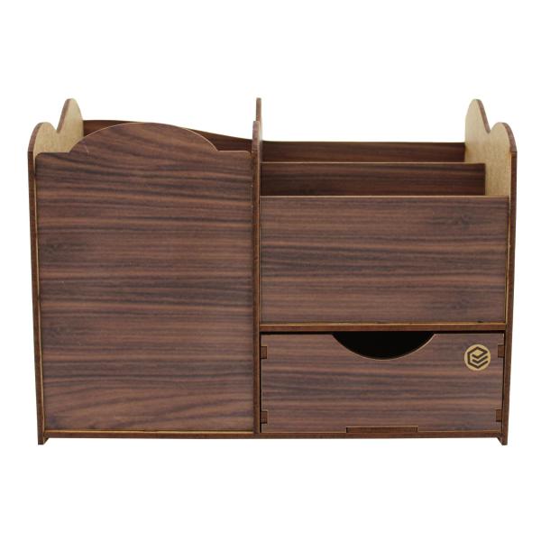 Porta Treco Organizador Amadeirado Com Gaveta   Mdf 