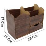 Porta Treco Organizador Amadeirado Com Gaveta   Mdf 