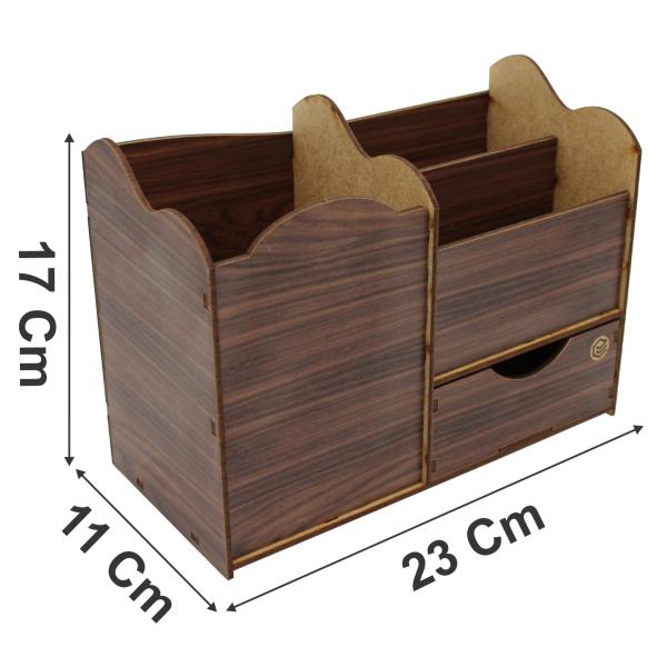 Porta Treco Organizador Amadeirado Com Gaveta   Mdf 