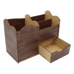 Porta Treco Organizador Amadeirado Com Gaveta   Mdf 