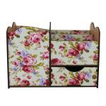 Porta Treco Organizador Floral Com Gaveta Mdf 