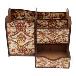 Porta Treco Organizador Floral  Envelhecido Com Gaveta Mdf 